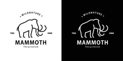 Vintage Retro-Hipster-Mammut-Logo-Vektor-Gliederung Monoline-Kunst-Ikone vektor