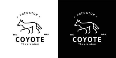 vintage retro hipster coyote logotyp vektor kontur monoline art ikon