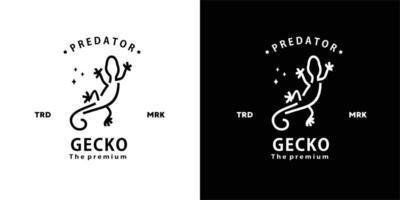 vintage retro hipster gecko logotyp vektor kontur monoline konst ikon