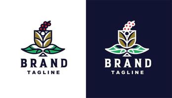 vektor blad kaffeglas minimalistisk enkel logotyp perfekt för alla märken och företag