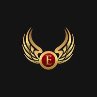 Lyx Letter E Emblem Wings logo design koncept mall vektor