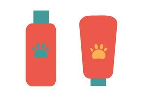 Shampoo und bplm für Hunde- oder Katzenhaare. Zubehör für Haustiere. Shop-Konzept. vektor
