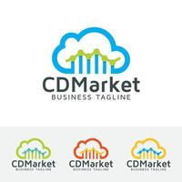 cloud stocks market logotypdesign vektor