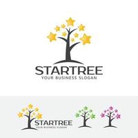 stjärnor träd vektor koncept logotypdesign