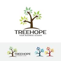träd hopp koncept logotyp design vektor