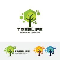 sechseckiges Baum-Logo-Design vektor