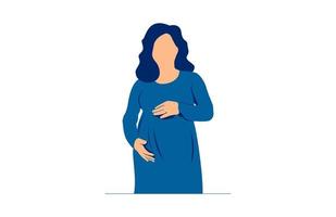 gravid kvinna blå klänning sjuk... vektor