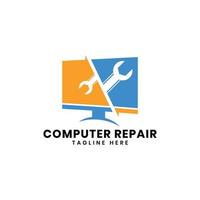 Computer-Reparatur-Logo-Design-Vorlage vektor