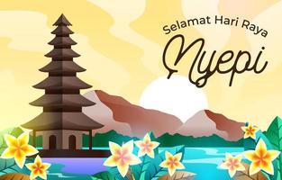 selamat hari raya nyepi bakgrund vektor