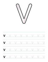 Arbeitsblatt für kleinbuchstaben v nachzeichnen für kinder vektor