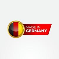 hergestellt in deutschland etikettenvektorillustration, design des flaggenabzeichenschildaufklebers für produktmedienwerbung vektor