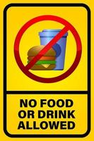 kein essen oder trinken erlaubt zeichen vektordesign, vorlage der warnung über das essen oder trinken in diesem bereich aufkleber einfach zu drucken vektor