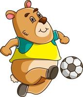der sportliche Wombat läuft und spielt Fußball vektor