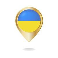 ukrainska flaggan på gyllene pekaren karta, vektor illustration eps.10