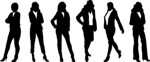 Geschäftsleute Silhouetten Frauen Charaktersammlung vektor