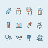 Reihe von Symbolen für Medizin und Gesundheitswesen vektor