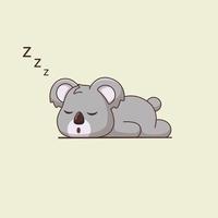 tecknad söt koala sover. vektor illustration