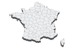 3D-kartaillustration av Frankrikes departement vektor