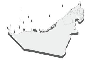 3D-Kartendarstellung der Vereinigten Arabischen Emirate vektor