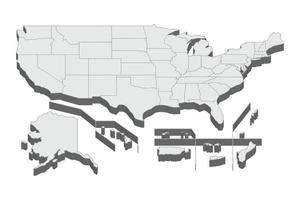 3d-kartenillustration der usa-territorien vektor