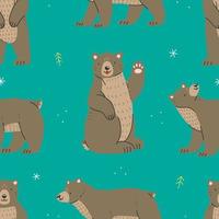 söta bruna grizzlybjörnar seamless mönster. vektor illustration.