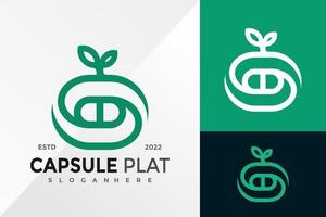 Kapsel Pille Pflanze Logo Design Vektor Illustration Vorlage