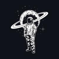 astronauten- und planetenillustration vektor