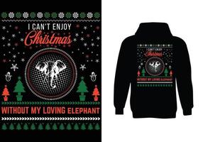 Ich kann Weihnachten nicht ohne mein liebevolles Elefanten-Pullover-Design genießen vektor