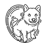 Hund Feng Shui Symbole Symbol. Gekritzel handgezeichnet oder Umriss-Icon-Stil. vektor