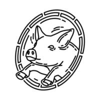 Schwein-Symbol-Symbol. Gekritzel handgezeichnet oder Umriss-Icon-Stil.