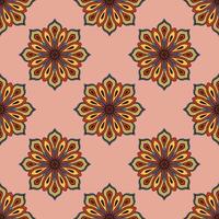 abstrakte nahtlose Muster mit Mandala-Blume. Mosaik, Fliese, Tupfen. Blumenhintergrund.
