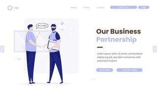 affärspartnerskap koncept på målsida design vektor