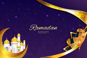 ramadan kareem islamisk bakgrund med element och lila färg vektor