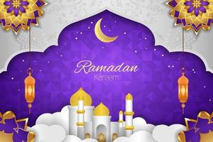 bakgrund ramadan kareem islamiska med element och lila färg vektor