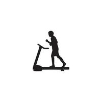Mann läuft auf Laufband im Fitnessstudio Symbol, Silhouette vektor