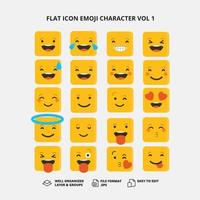 flaches Symbol Emoji-Charakter vol 1 vektor