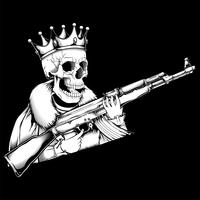 Schädel König Umgang mit Pistole Vektor