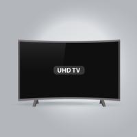Gebogene intelligente Fernsehserie LED UHD lokalisiert auf grauem Hintergrund vektor