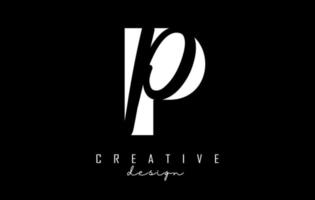 vita och svarta bokstäver pp-logotyp med minimalistisk design. bokstäverna p och p med geometrisk och handskriven typografi. vektor