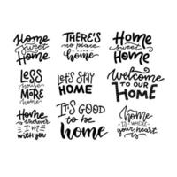 home sweet home schöne handgezeichnete schriftzugsammlung. satz von hauslogo- und etikettendesignelementen. Vektorlineare Typografie. vektor