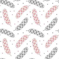 Nahtloses Muster, handgezeichnete rosa und graue Blätter mit einem Ornament auf weißem Hintergrund, Kritzeleien. Textilien, Tapeten, Decken, Schlafzimmerdekor vektor