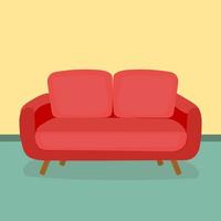 soffa för modernt vardagsrum mottagning eller lounge enda objekt platt tecknad design vektorillustration. vektor