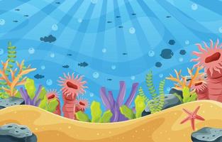 ozeanhintergrund mit bunten korallen- und meerespflanzen