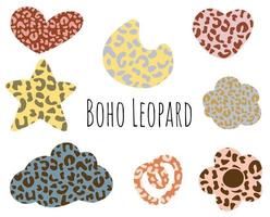 boho söta saker form leopard mönster vektor samling