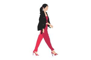 Vektor-Illustration von modischen Frauen, die auf dem Bürgersteig gehen vektor
