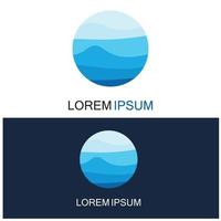 isolerade rund form logotyp. blå färg logotyp. strömmande vatten bild. havet ocean floden yta. vektor