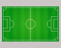 Ansicht von oben. Grün gestreiftes Fußballfeld mit Markierungen. vektor