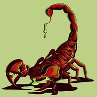 giftiger roter skorpion auf flachem hintergrund