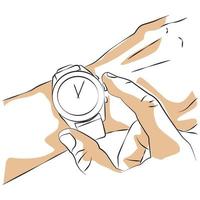 Skizze eines Mannes, der auf eine Uhr schaut vektor
