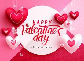 Valentinstag Gruß Vektor Hintergrunddesign. glücklicher valentinstagtext im leeren raumrahmen